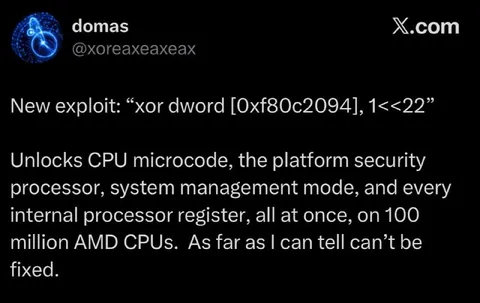 Unfixable AMD CPU Exploit