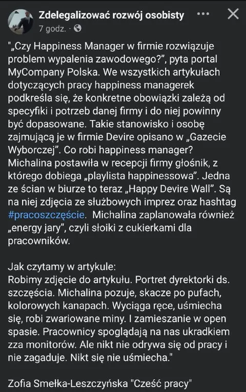 Happiness manager w pracy