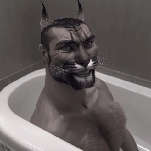 Коточеловек в ванной