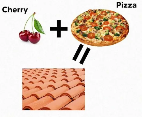 Cherry Plus Pizza Equals Roof Tiles