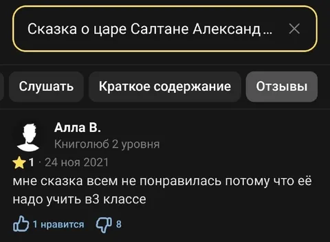 Отзыв о сказке в третьем классе