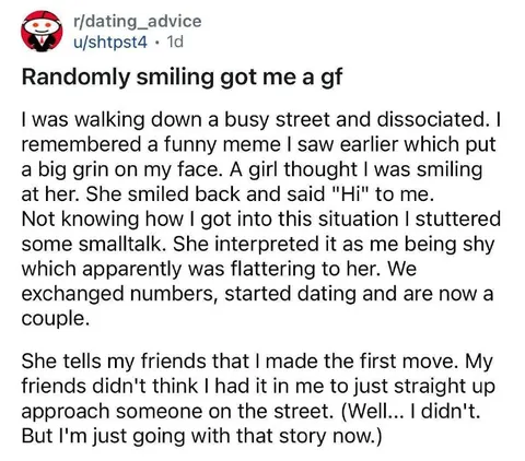Randomly Smiling Got Me a Girlfriend