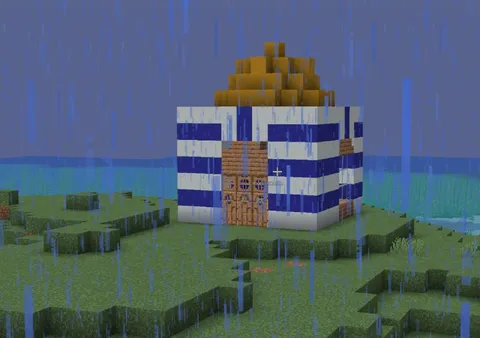 Домик в дождливом Minecraft