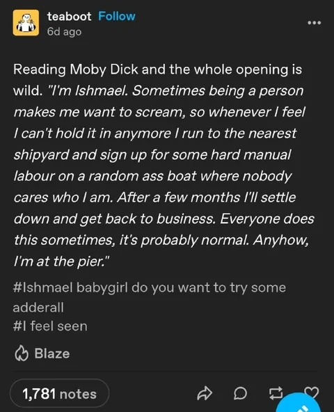 Ishmael Needs a Break
