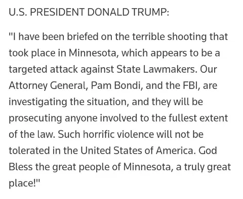 Trump Statement About Minnesota Shooting