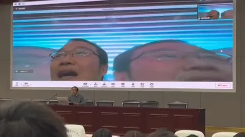 Искажённые лица на лекции