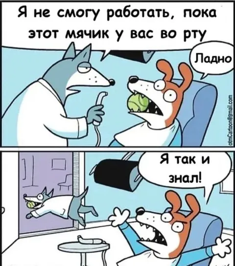 Мячик во рту мешает работать