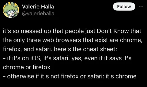 The Three Web Browsers Cheat Sheet