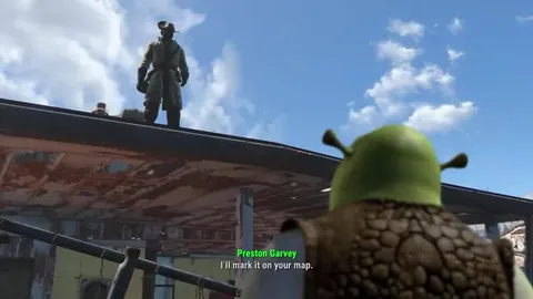 Shrek in the Fallout Wasteland