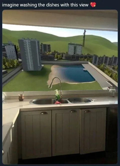 Washing Dishes With a View