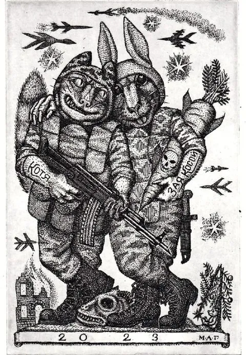 Кролики-солдаты с автоматом