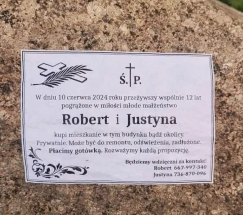 Ogłoszenie pośmiertne o mieszkaniu