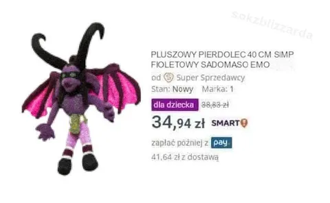 Fioletowy sadomaso emo pluszak