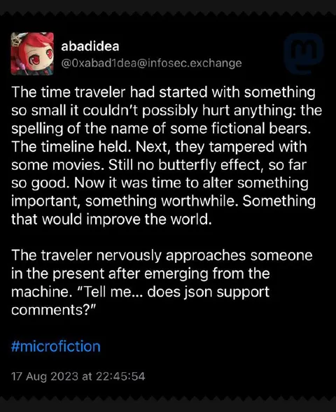 The Time Traveler Fixes JSON Comments
