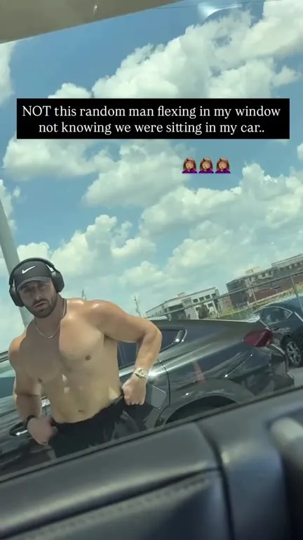 Random Man Flexing in the Window