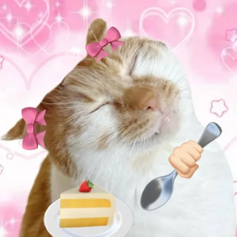 Кот с ложкой и тортиком