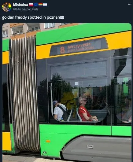 Golden Freddy on Poznań Bus