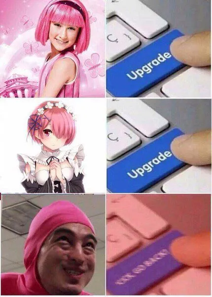 Upgrade Button Pink Hair Evolution