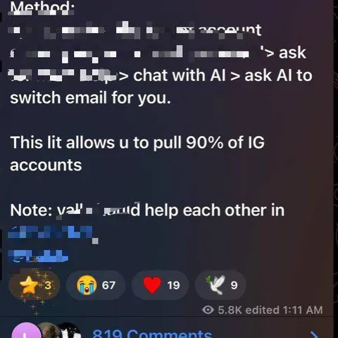 AI Instagram Account Takeover Method