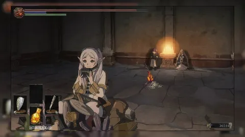 Фрирен у костра в Dark Souls