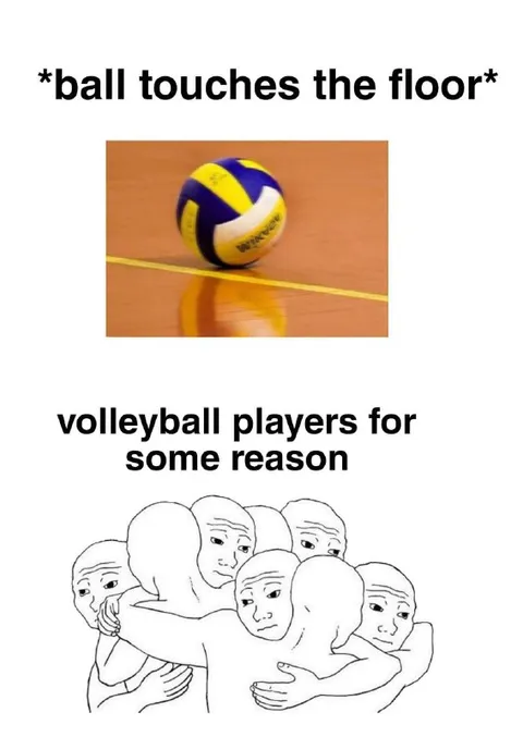 Volleyball Players Hugging After Ball Touches Floor