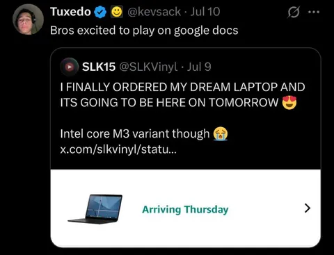 Dream Laptop Arriving Thursday