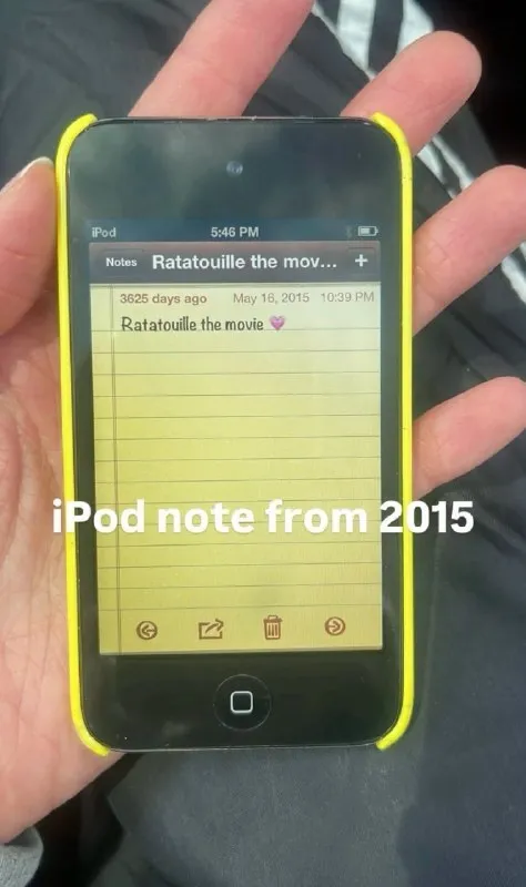 iPod Note About Ratatouille