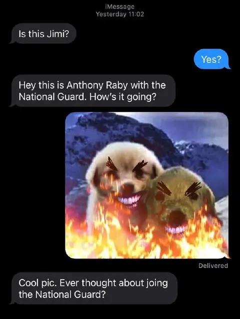 National Guard Burning Dogs Text