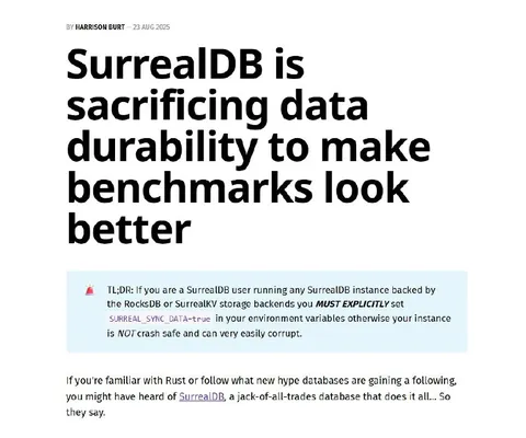 SurrealDB Sacrifices Data Durability