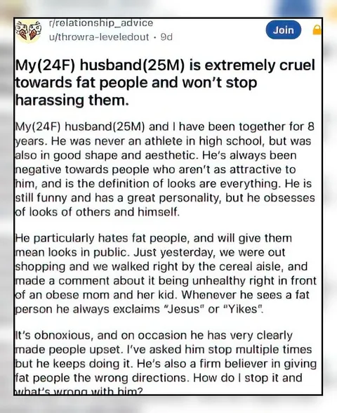 Cruel Husband Hates Fat People