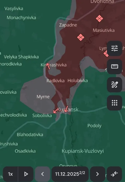 Карта навколо Куп’янська