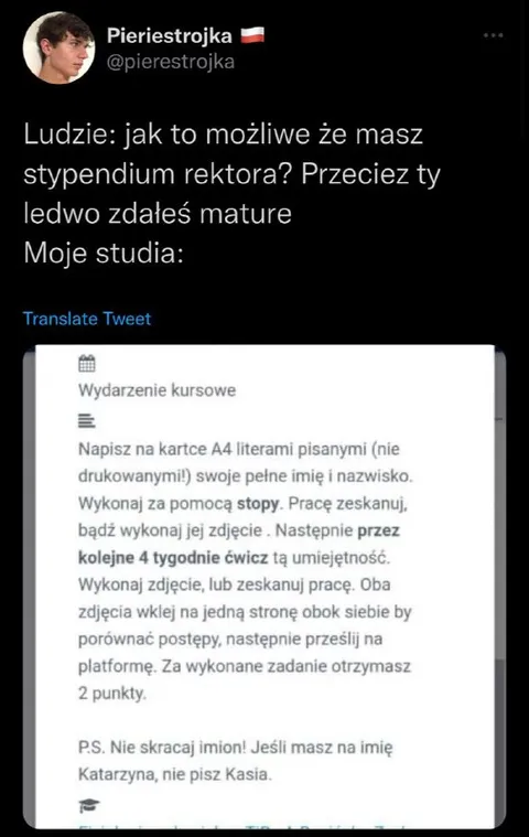 Stypendium za pisanie stopą