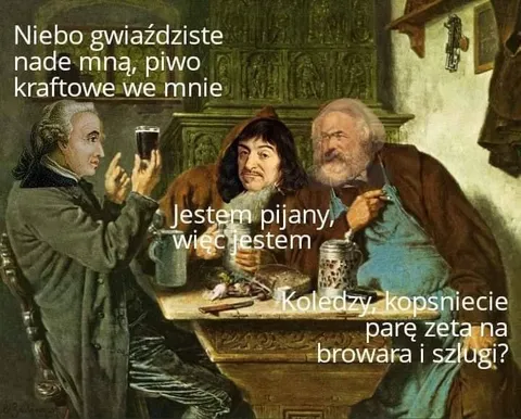 Pijany filozof przy piwie