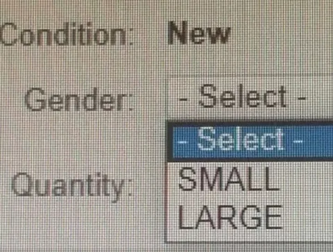 Gender Select, Quantity Small Large
