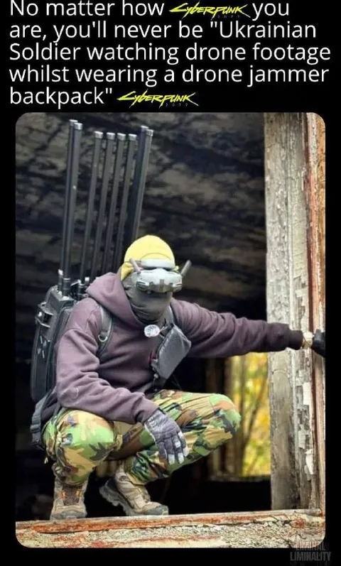 Ukrainian Soldier With Drone Jammer