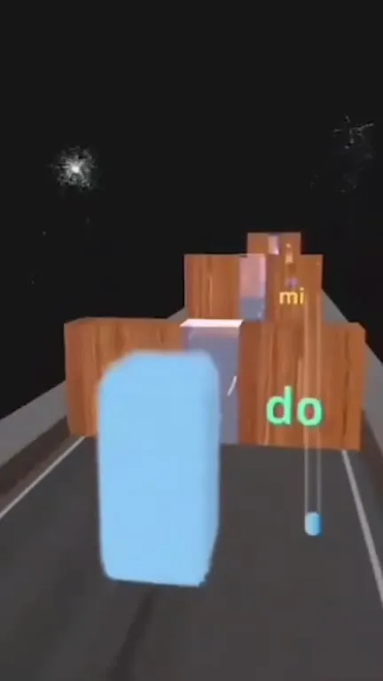 Синий шарик проходит ноты