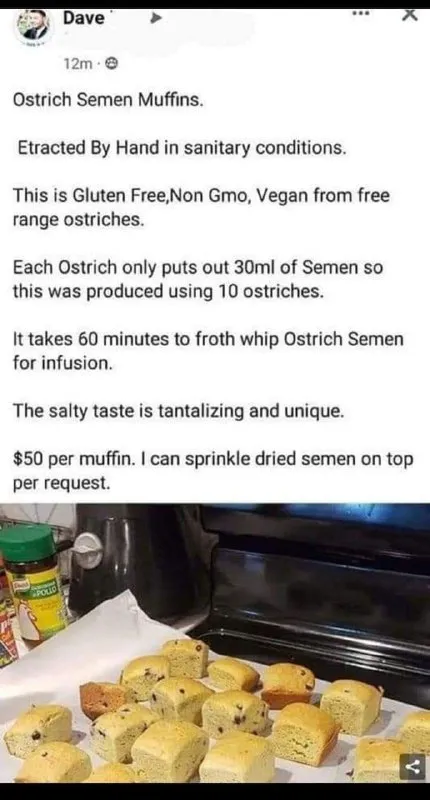 Ostrich Semen Muffins