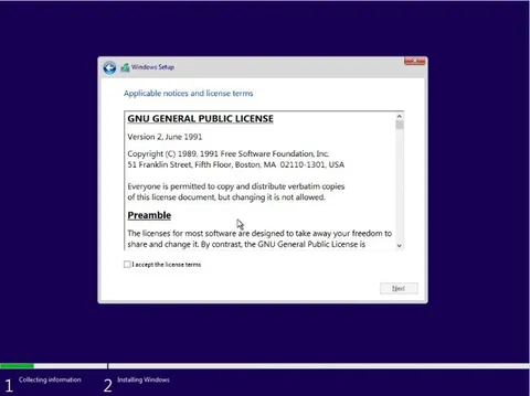 Windows GPL License Screen