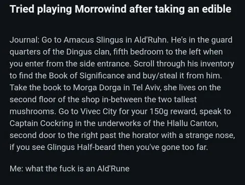 Playing Morrowind After an Edible