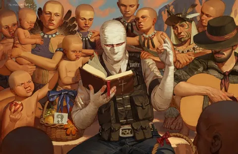 Bandaged Man Reads the Bible