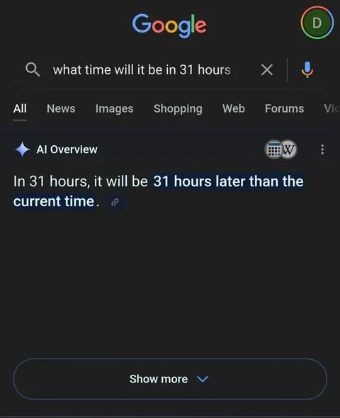 Google Answers Time Question Literally