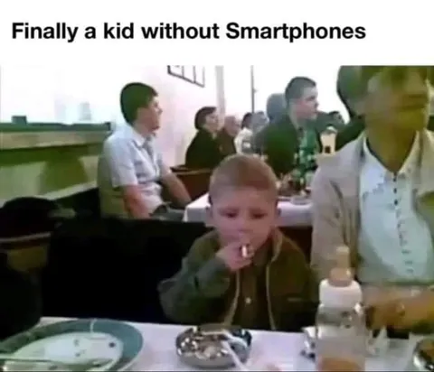 Kid Without Smartphones Smokes