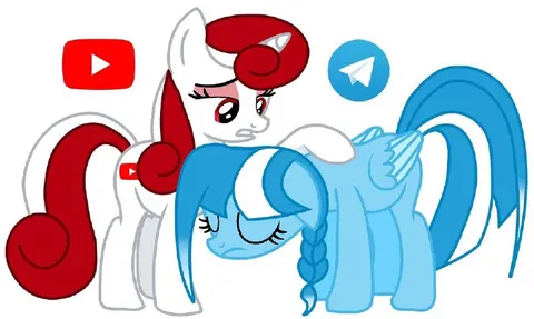 Пони с логотипами YouTube и Telegram