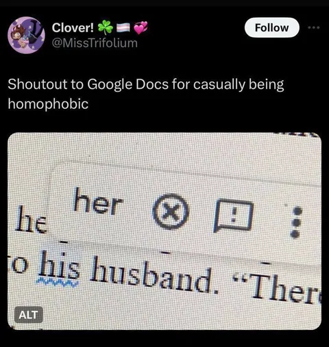 Google Docs Calls Him Her