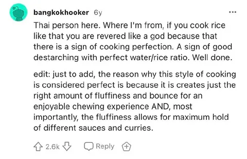 Thai Person Praises Perfect Rice