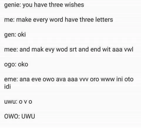 Genie Grants Three-Letter Wishes