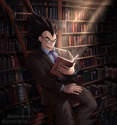 Vegeta Reads in the Library