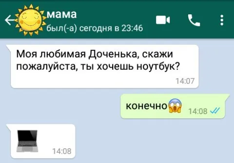 Мама предлагает ноутбук