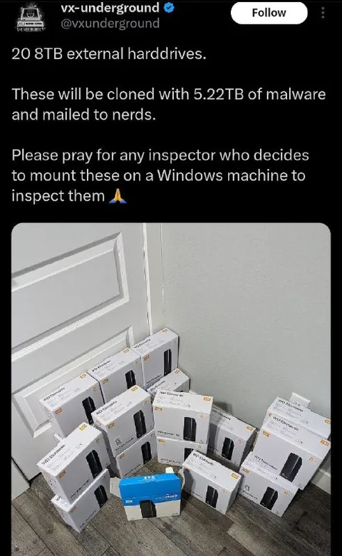 Malware Hard Drive Shipment