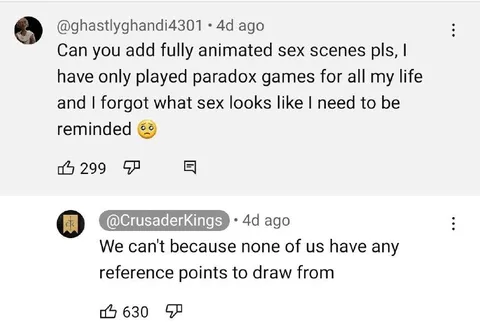 Paradox Games and Sex Scenes